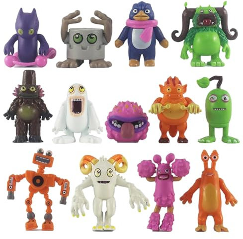 Krujecnt Meine Singenden Mon-Ster Spielzeuge, My Singing Mon-sters Plüsch, 13Stk Fun Game Meine Singenden Mon-sters Figuren, Cartoon Spaß Modell Geburtstagsdekorationen, Niedliche Autodekoration