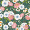 VEELIKE Papier Peint Floral Vert Pin Vintage Papier Peint Fleuri Baies Marguerites Papier Peint Adhesif Fleur Rose Blanc 44,5 cm x 300 cm Papier Peint Adhesif Mural Chambre Salle de Bain Amovible