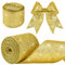 Metallic Wired Glitter Thick Ribbon - 2.36 Inch x 11 Yard, Gold - Christmas Tree, Gift Wrapping, Wreath, Garland, Home Decor