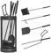Outsunny Ensemble serviteur de cheminée, serviteur de cheminée à 5 pièces, accessoires de cheminée, balai pelle pince tisonnier et seau en maille, métal, noir