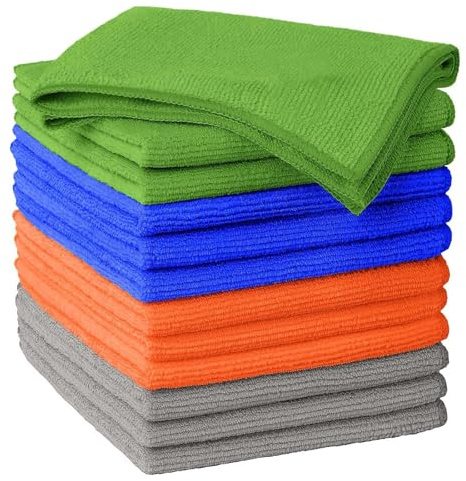 True Face Microfibre Cloth 10 Pack All-Purpose Cleaning Cloths for Cars, House, Kitchen, Windows, Soft & Absorbent Lint Free Streak 40x40 CM Multi-Colour