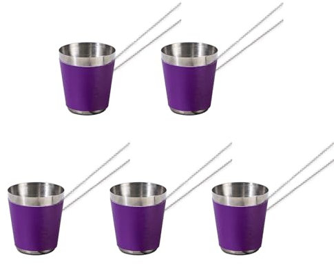 Pack of 5 Steel Shot Glasses Practical Chain Attached Shot Glasses Functional 30ml Capacity for Socializing