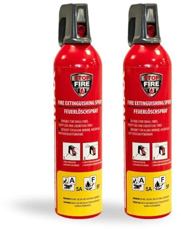 notlok Safety Work - 2X 750g Mini Extincteur Maison sans Fluor | Mousse Extinguante Douce pour la Peau pour Feux de Classe A, F & E jusqu'à 1000V | Extincteur Voiture, Extincteur Bateau