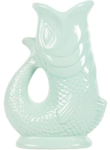 DEENZ Ceramic Koi Fish Decorative Jug Modern Look Design Multicolour with Artistic Texture for Chic Living Room Decor Freestanding 25.8x17x8Cm (Sage Green)