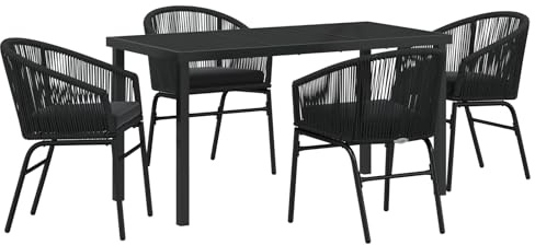 vidaXL Gartenstuhl-Set mit 2 schwarzen PE-Rattanauflagen, wetterfest, modernes Outdoor-Möbel für die Terrasse, Sitzgruppe, Sofaset, Terrassenkollektion, entspannende Lounge-Ecke