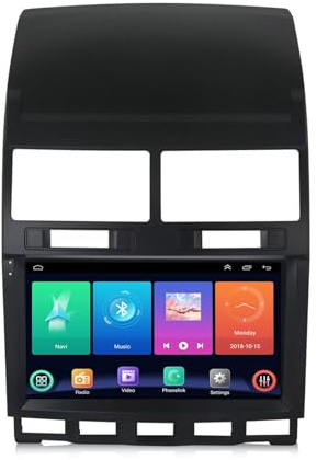 Android 14 Radio Estéreo De Coche 2 DIN para VW Touareg 2003-2010 9 Pulgadas Pantalla Táctil Reproductor Multimedia con CarPlay y Android Auto inalámbrico/FM Am/SWC/BT 5.0(P2 WiFi 4-Core 1G+32G)