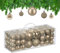 Relaxdays Weihnachtskugeln, 76er Set, Kunststoff, glitzernde, Matte, glänzende Baumkugeln, Christbaumschmuck, Champagner