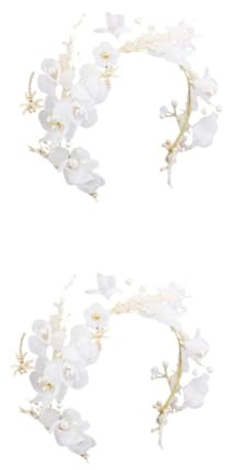 VICASKY 2 Stück Braut Haarkranz Weiß Handmade Vintage Stirnband mit Trockenblumen und Gypsophila Haarschmuck Accessoire für Hochzeit Party Verlobung Damen Headband