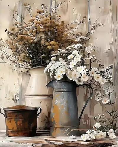 Yunruily Peinture par numéros pour adultes - Fleur Paint par numéros pour adultes - Toile à faire soi-même par numéros et peinture acrylique - Pour la décoration de la maison (40 cm x 50 cm)