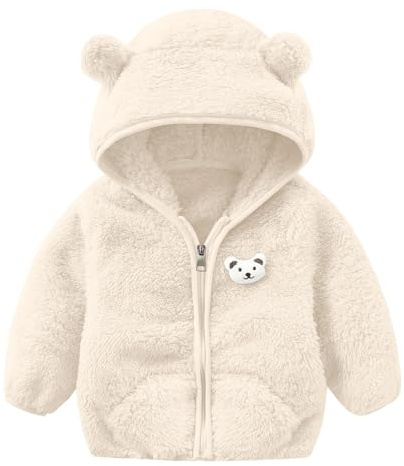 Generico Giubbotto Neonato Con Cappuccio Giacca in Pile Per Bambini E Bambine Con Orecchie Orso Calda Giacca Cartoon Calda Capispalla Autunno Invernale in Fleece Neonati 0-24 Mesi