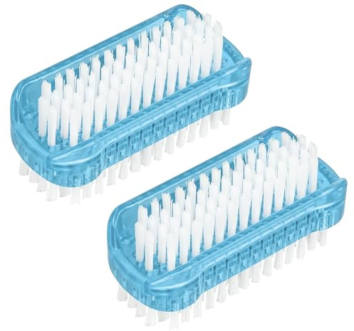AYBUY 2 Pcs Double Sided Nail Brush, Plastic Handle Nail Scrubbing Brush, Nails Cleaning Brushes for Hands, Toes, Nails, for Home & Salon Use (Blue)