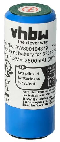 vhbw Akku kompatibel mit Philips Sonicare HealthyWhite, PowerUp, SensiFlex elektrische Zahnbürste (2500mAh, 1,2V, NiMH)