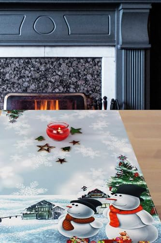 KAMACA Tischläufer 40x90 cm mit hochwertigem Druck-Motiv Küche Esstisch Eyecatcher Herbst Winter Weihnachten (Frosty Snowman 40x90)