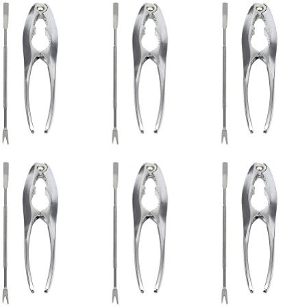 OUNONA Ensemble de Casse Noix(Casse Homard) et pourchettes pour Fruit de mer en Alliage de Zinc et Acier inoxydable-6pcs casses hormard et 6pcs fourchettes