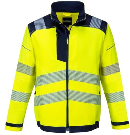 Portwest T500 PW3 Warnschutzjacke Winter Brusttasche mit Reißverschluss | Gelb/Schwarz, 2XL, EN ISO 20471 Klasse 3, UPF 50+, 35% Baumwolle, 100% Polyester 600D Gewebe, Verstellbare Bündchen