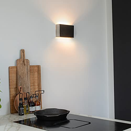 Qazqa Modern Up and Down Wandleuchte, Wandlampe - Otan - Silber Farbe, Rechteckig, max. 40W, Geeignet für LED, 2-flammig, 5cm, Ideal als Flur, Küche lampe, Schlafzimmerlampe und Wohnzimmerlampe