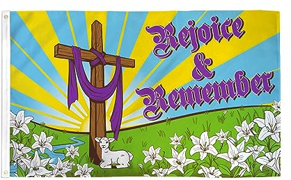 AZ FLAG - Flagge Ostern Ist Erfreut Und Erinnert Sich - 150x90 cm - Easter Rejoice And Remember Fahne 100% Polyester mit Messing-Ösen - 110g