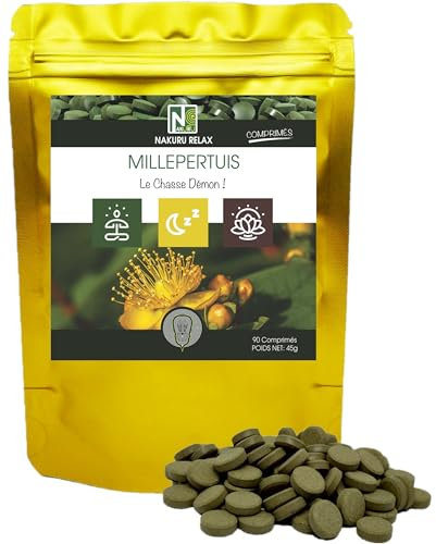 Erba di San Giovanni | 90 compresse da 500mg | NAKURU Relax | Polvere organica secca e compressa a freddo | Analizzata e condizionata in Francia | La Caccia al Demone!