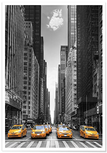 Panorama Poster New York Taxis 21 x 30 cm - Gedruckt auf 250g-Papier - Wandbild Wohnzimmer - Papierplakat Schlafzimmer