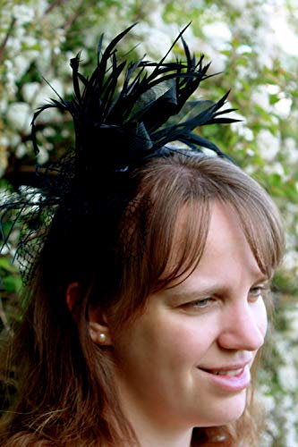 Haarreif, Hochzeit, Fascinator, Tüll, Feder, Netz (rot, blau, schwarz, rosa, violett, orange)