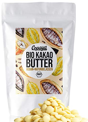 Copaya Bio Roh Kakaobutter, Kakao Butter Chips (Wafers) vom Criollo Kakao aus ungerösteten Edelkakaobohnen vegan in Rohkostqualität (1000g)