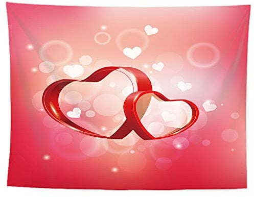 izielad Wandbehang Rote Herzen Valentinstag Wandteppich Kunstliebhaber Wandteppiche für Wohnaccessoires TV Hintergrund Wohnheim Dekor Wohnzimmer Schlafzimmer Strandtuch 150X200CM 59X78.7IN