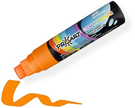 LEVIATAN - Kreidemarker | Kreidestifte für Fenster | Flüssigkreidestift | Tafelstift Abwaschbar| Glasstift | Keilspitze 15mm Orange