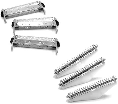 vhbw 3x Klingenblock, 3x Scherfolie mit Rahmen kompatibel mit Remington RS8943, RS8966, RS8986 Rasierer - Kombipack, Schwarz, Silber