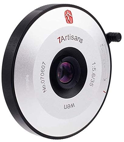 7 Artisans Objectif Pancake 35 mm F5.6 Full Frame Format Pan-focus fixe Mise au point manuelle pour appareil photo Leica M Noir et argenté