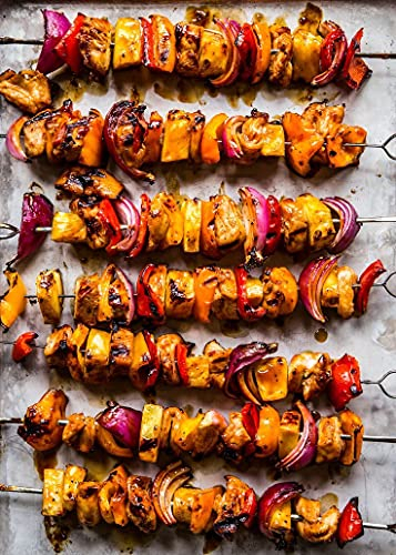 24 Metall Grillspieße BBQ Essen Fleisch Kebab Spieße Grill Fleisch Kochen Stahl Sticks Barbecue