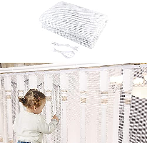 3 Meter Treppen Schutznetz,Treppengeländer Sicherheitsnetz,Safety Net,Treppe Geländer Zaun Mesh,Sicherheitsnetz für Kinder,Schutznetz Treppe,Baby Balkonnetz (Weiß)