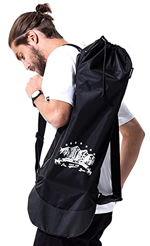 U/C Skateboard-Rucksack mit verstellbaren 2 Schultergurten, faltbar, wasserdicht, Skateboard-Tragetaschen für Reisen, schwarzes Nylon, elektrische Skaeteboard-Tasche