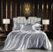 Luofanfei Parure de lit 220x240 Gris Argenté Clair Adulte 2 Personnes Satin Sets de Housse de Couette Unie Ensemble Literie Modern Linge de Lit avec Fermeture éclair et 2X 65x65cm Taies d'oreiller
