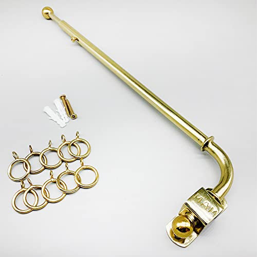 Extendable Curtain Rods Poles Ball Type with Rings - Swinging Arm Drapery Rods for Insulation of Doors or Windows Made with Durable Brass Material (Brass, 30CM - 50CM)