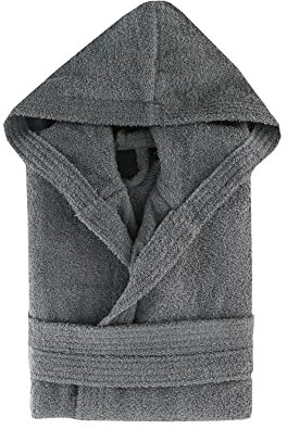 Top Towel Elegant-Accappatoio per Donna e Uomo 100% Cotone, 500 g/m² -Opzione con o Senza Cappuccio-Morbido e Assorbente per Doccia, Spa e Piscina, Grigio, L Unisex-Adulto