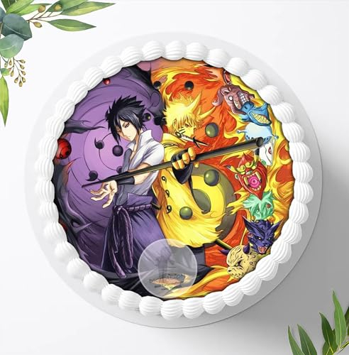 Digital-on Für die Geburtstags Torte, Zuckerbild kompatibel mit: Naruto and Sasuke, Essbares Foto für Torten, Fondant, Tortenaufleger Ø 20cm, 0075z