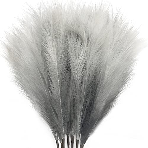JOENCOST 8 Stück Künstliches Pampasgras Groß, Flauschig Faux Pampasgras Boho für Wedding Decor, kunstblumen Deko Blumenarrangement und Vasenfüllungen für Zuhause, Küche, Wohnzimmer, Hochzeit (Gray)