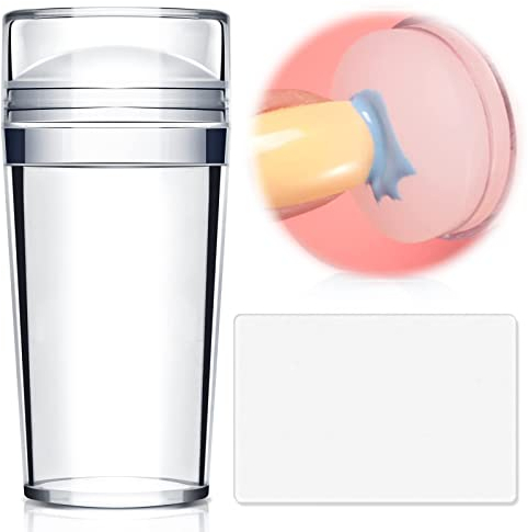 Luvadeyo 1 sello de uñas con 1 rascador de uñas, punta francesa, sellos de silicona francesa, juego de sellos de uñas, la cabeza de silicona se puede utilizar más de 100 veces