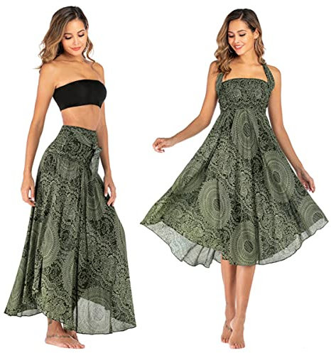 Daysskk Jupe Longue Hippie Chic Jupe Boheme Femme Longue Jupe Ete Femme Jupe de Plage Femme Robe Hippie Boheme Femme Robe Fleurie Femme Jupe Danse Femme