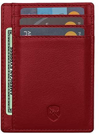 ALLEN & MATE Leather Card Holder Slim Wallet, RFID Blocking Minimalist Wallet Credit Card Holder, Holds Cards and Bank Notes