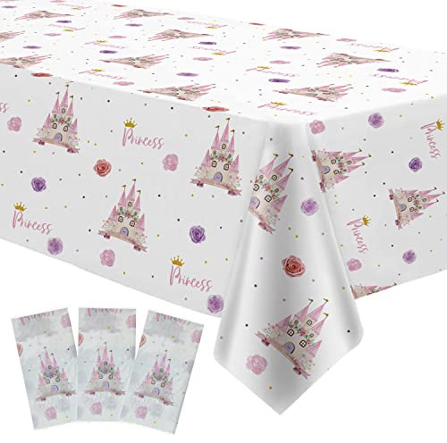 HIPVVILD Prinzessinnen-Tischdecke – Einweg-Tischdecke für Prinzessinnen-Geburtstagsparty, Prinzessinnen-Babyparty-Tischdecke, Party-Dekorationen, 137,2 x 274,3 cm, 3 Stück