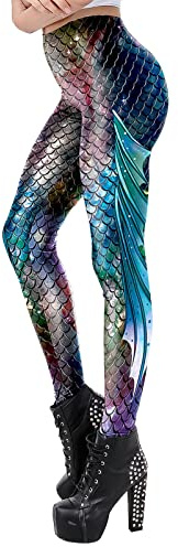 FEOYA Bedruckte Bunte Halloween Leggins - S