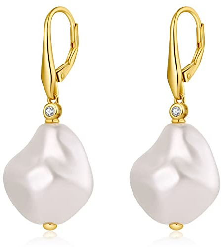 jiamiaoi Perlenohrringe Gold Hängend Ohrringe Gold Damen Perlen Ohrringe Hängend Damen Ohrringe Hängend Ohrringe Silber 925 Perle Perlenohrringe Vergoldet Hängende Ohrringe