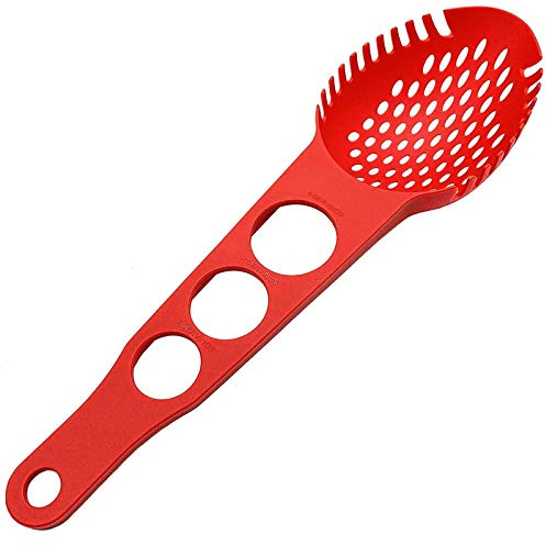 ICECHEN Spaghetti Server Non-Stick Pasta Fork Slotted Spoon Strainer with Spaghetti Measure Strainer Ladle