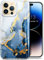 luolnh Gold Glitter Sparkle Case Compatible with iPhone 14 Pro Max Case Marble Design Shockproof Slim Soft Silicone TPU Bumper Cover Phone Case for iPhone 14 Pro Max 6.7 Inch 2022(White&Dark Blue)