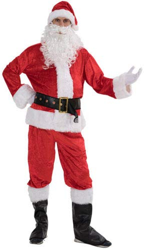 Xeadoffubio Herren Nikolaus Kostüm 6 Teiliges Weihnachtsmann Kostüm Mantel+Hosen+Hut+Gürtel+Bart+Schuhe Weihnachtensmann Verkleidung Santa Claus Kostüm Für Herren Weihanchtsfeier Cosplay für Herren