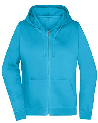 James & Nicholson Damen Basic Kapuzen-Sweatjacke - Leicht taillierte Sweatjacke mit Kapuze | Farbe: Turquoise | Grösse: XL