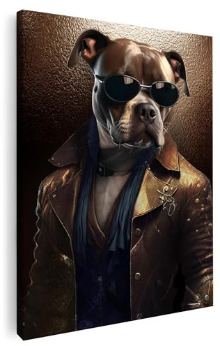 Artmazing Pitbull Bild hochformat Classy|Bilder Pitbull modern|Bild Leinwand XXL|Pitbullbilder Modern|S-Art Bild|Wandbild Pitbull Deko XXL|Moderne Bilder XXL|Pitbull Bilder|Leinwand Bilder, 45x60cm