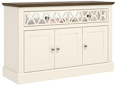 Galano Sufly 3-Door 2-Drawer Sideboard – Storage Cabinet with Drawers and Shelves for Living Room, Bedroom, or Kitchen – Ivory/Oak Finish