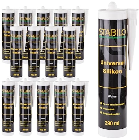 15x Universal Silikon weiß 290ml | Sanitärsilikon Bausilikon | Dichtstoff für innen & außen | 15 Stück